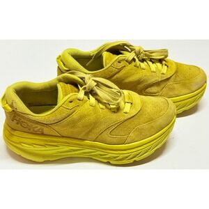 Hoka One One Bondi L Suede Celery Limelight Yellow Sneakers 1122572 Mens 9.5